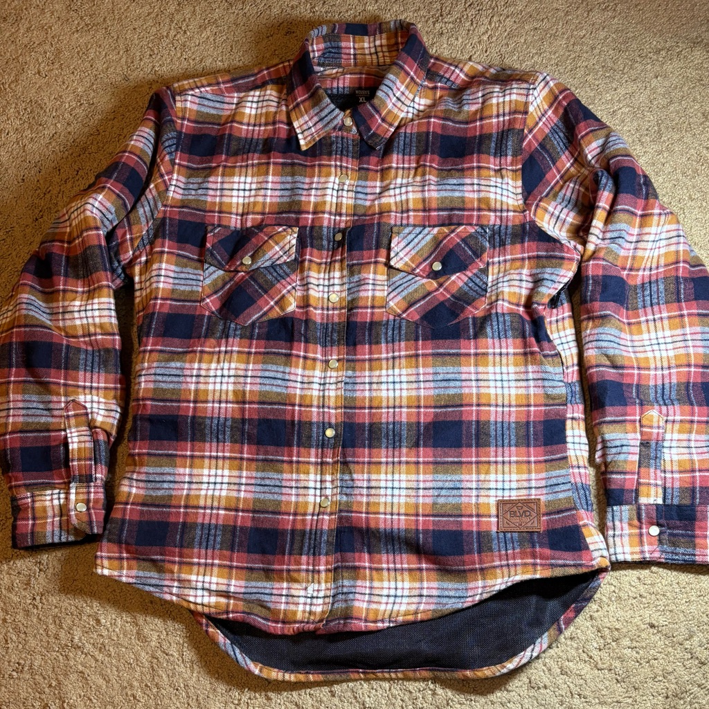 Coretech Plaid Flannel Jacket Women’s Xl Biker Snap Up